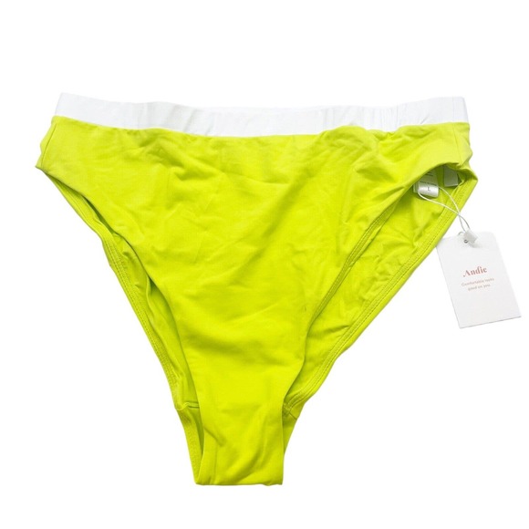 NWT Andie The Banded Cheeky Bottom Neon Lemon Swim Suit Briefs Size Large - Picture 3 of 9